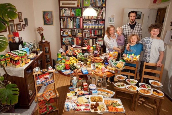 Peter Menzel, Faith D’Aluisio. Germany. The Sturm Family of Hamburg. Food Expenditure for One Week: € 253.29 or 325.81 USD