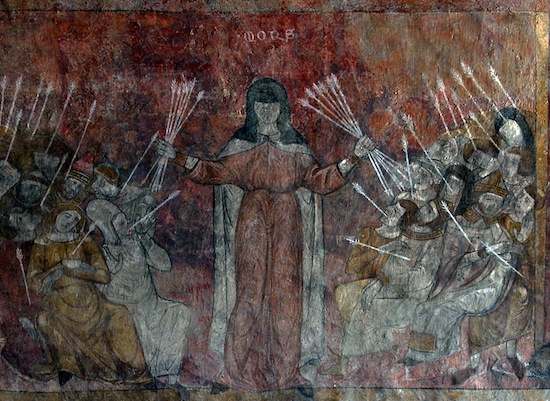 Fresco in the former Abbey of Saint-André-de-Lavaudieu, France, 14th.